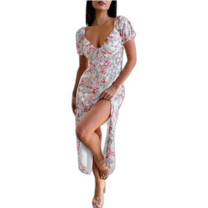New AIMCOO Women's XXL Floral V-Neck Sleeveless Mini Dress Boho Style Romantic N